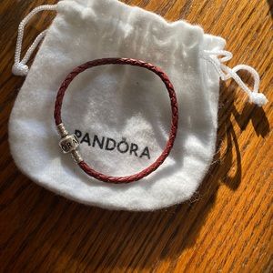 Pandora red leather bracelet